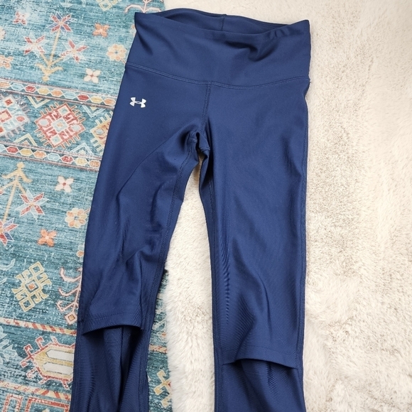 Under Armour Blue Multicolor Stripe Leggings Small Split Knee - Picture 2 of 7